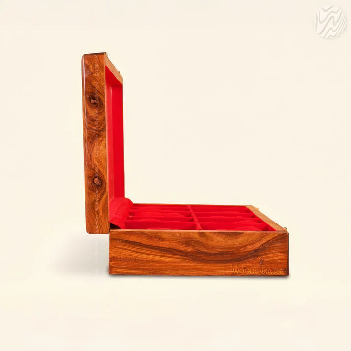 10 Watch Wooden Box with Acrylic Glass Top & Golden Button