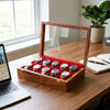 10 Watch Wooden Box with Acrylic Glass Top & Golden Button