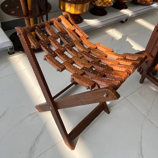 Premium Foldable Wooden Stool with Brass Work | Handmade