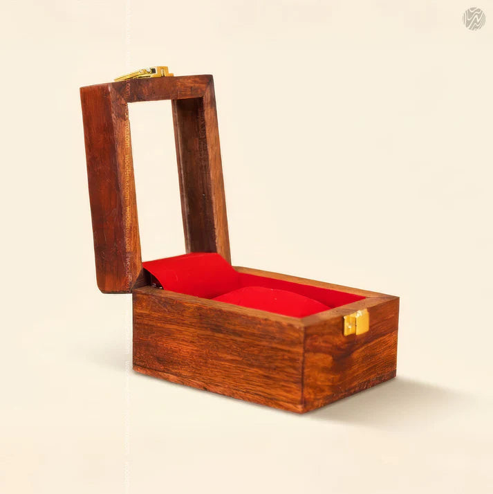 1 Wooden Watch Box with Glass Top & Golden Button | Handmade Sheesham Wood by Signature Craft