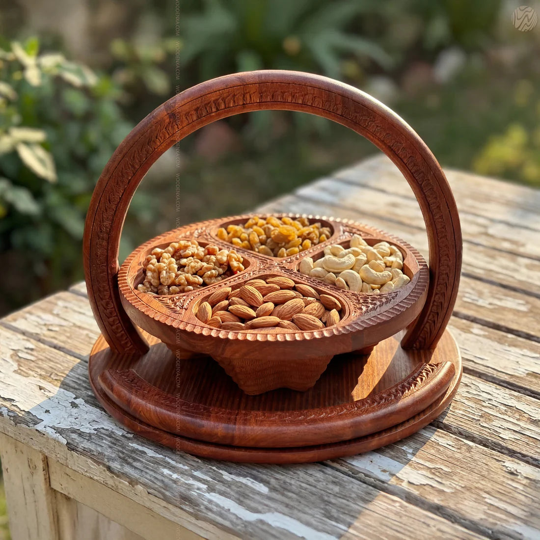 Wooden Dry Fruit Serving Basket Tray