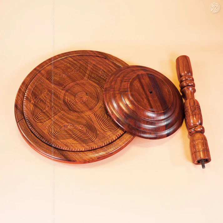 Dry Fruit Wooden Table with Foldable Basket | Handmade