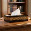 Black Wooden Tissue Box with Golden Naqshi Art | Handmade